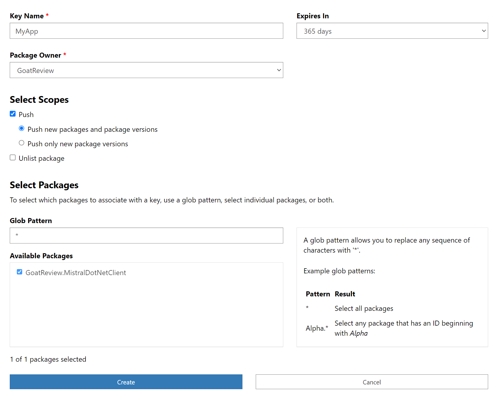 NuGet API Key configuration