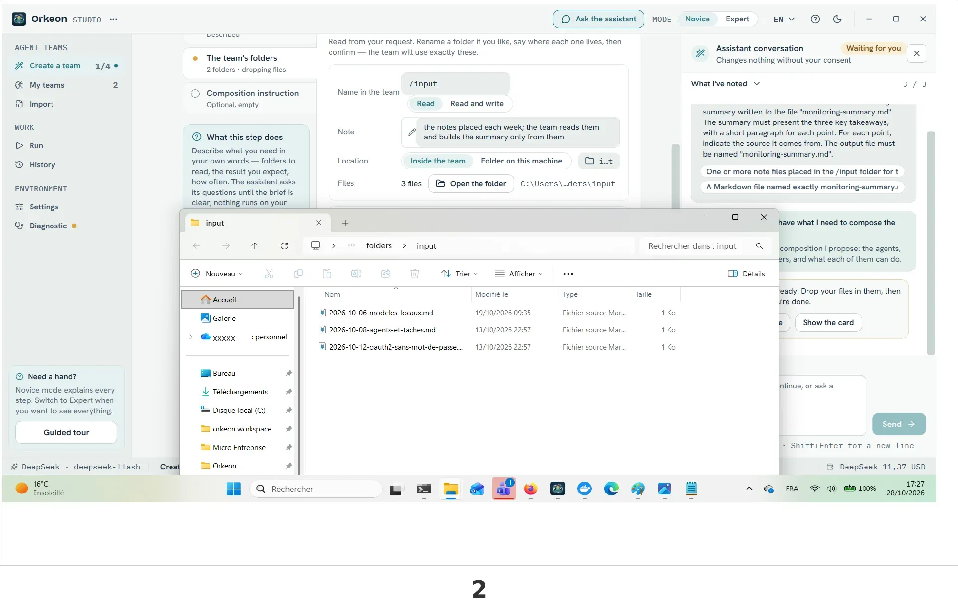 The Open the folder dialog where the notes are dropped.